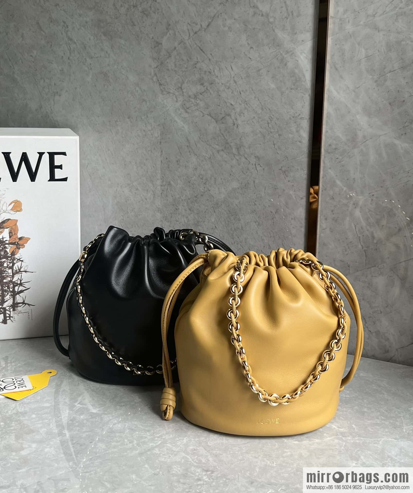 LOEWE Flamenco Purse Bucket Handbag 0806 Yellow