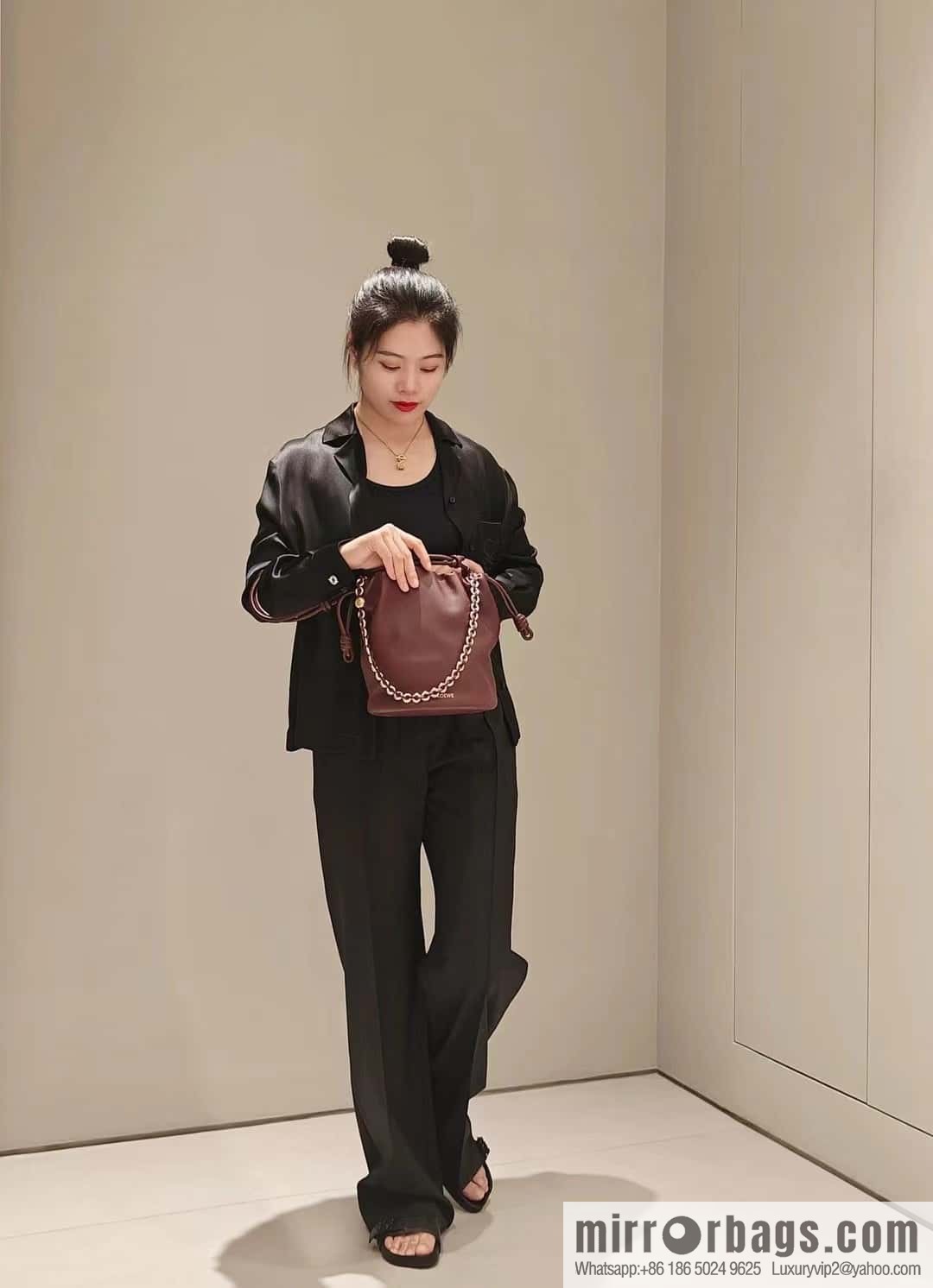 LOEWE Flamenco Purse Bucket Handbag 0806