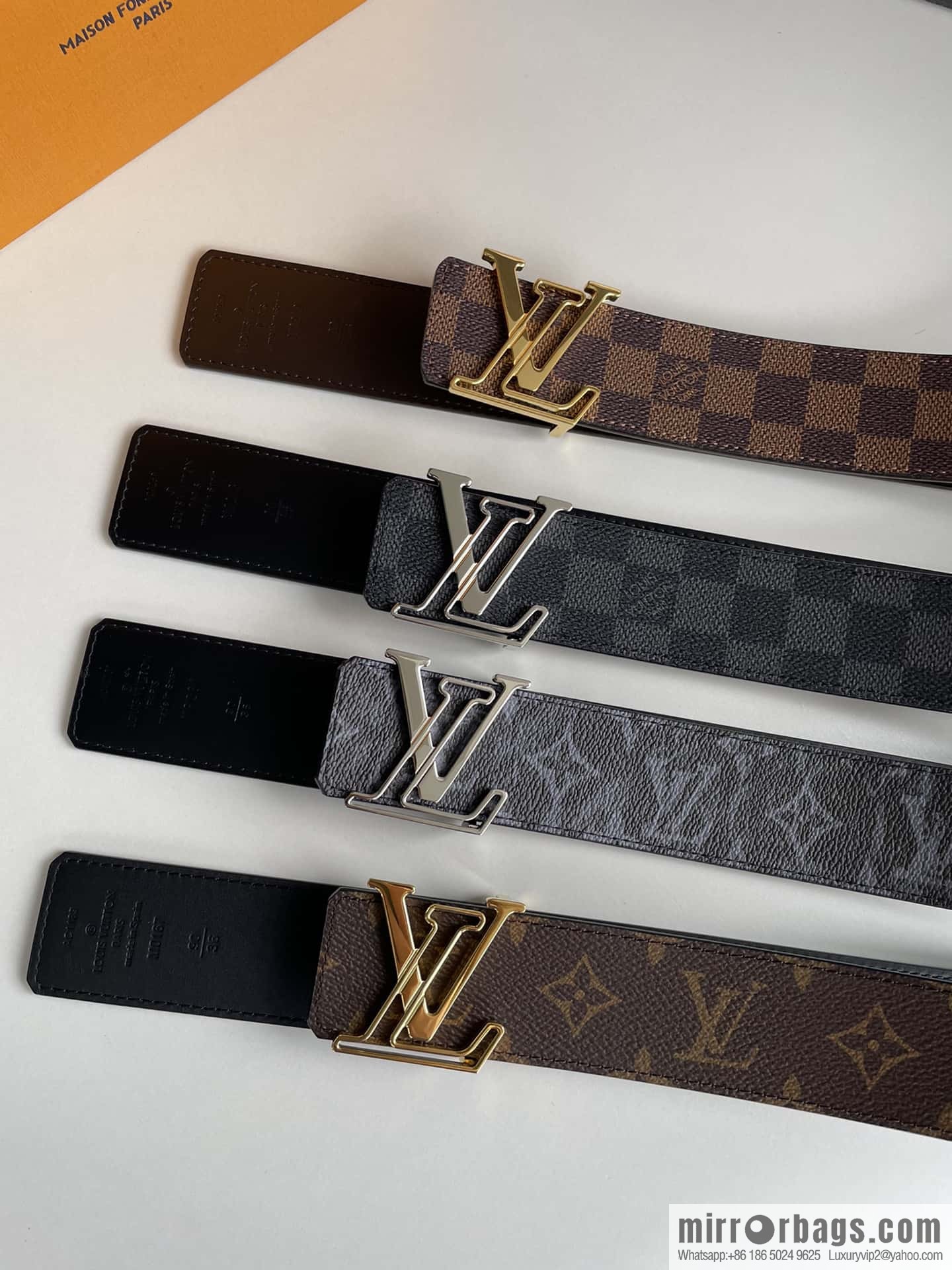 LV/Louis Vuitton Monogram Eclipse Canvas Calfskin SHAPE40mm Double Sided Belt