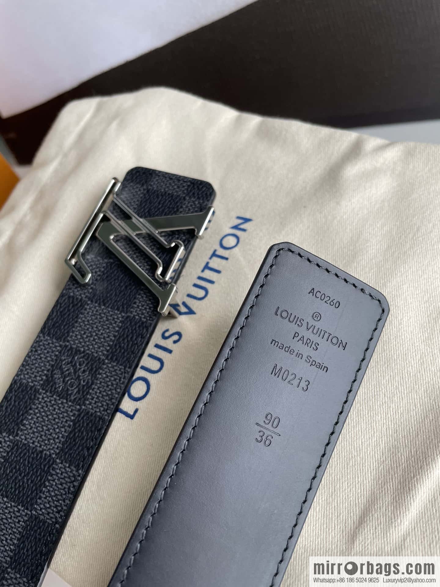 LV/Louis Vuitton Monogram Eclipse Canvas Calfskin SHAPE40mm Double Sided Belt