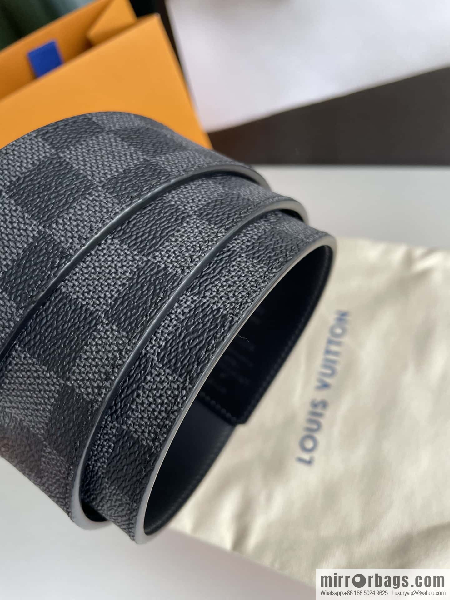 LV/Louis Vuitton Monogram Eclipse Canvas Calfskin SHAPE40mm Double Sided Belt