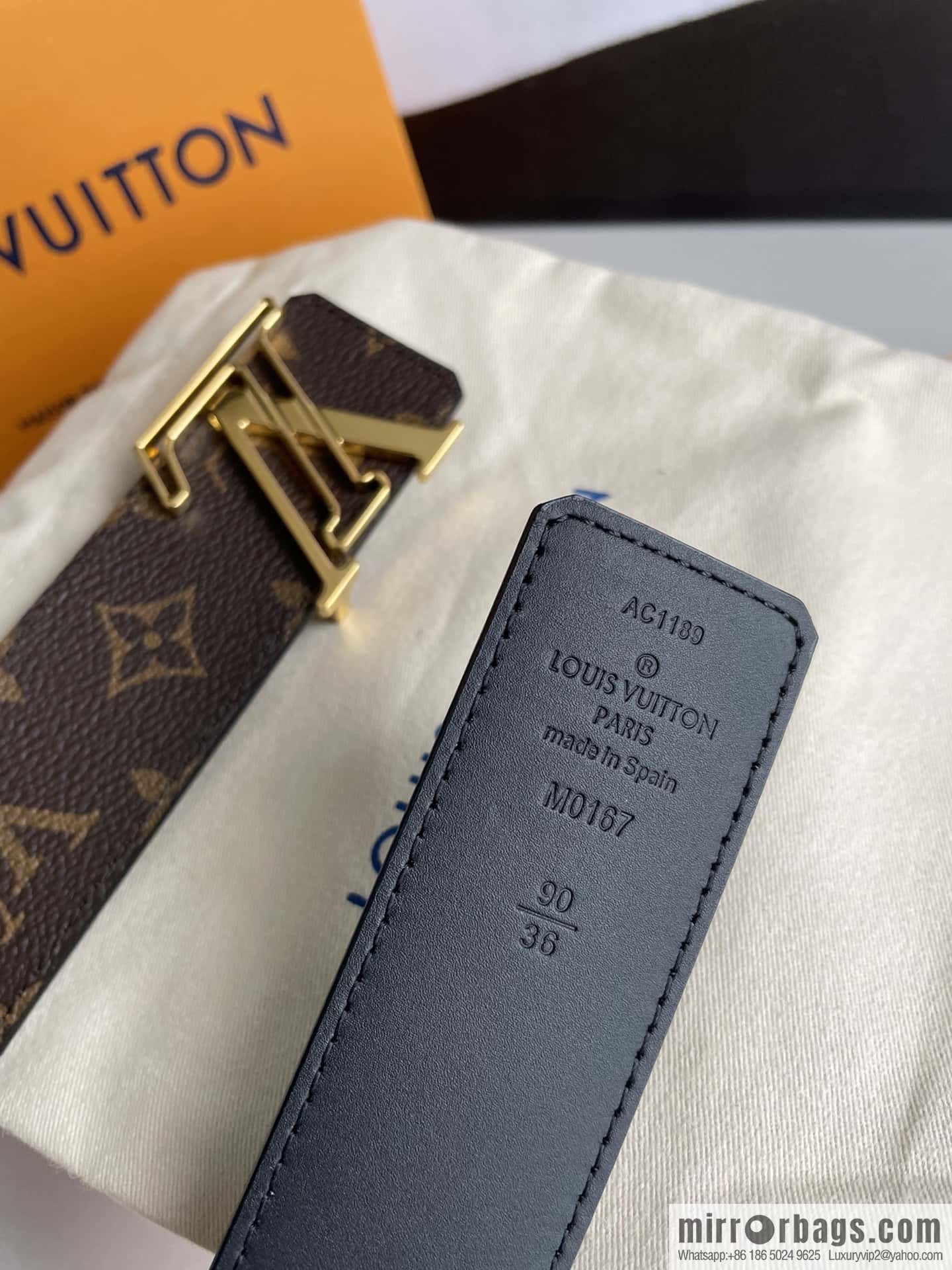 LV/Louis Vuitton Monogram Eclipse Canvas Calfskin SHAPE40mm Double Sided Belt