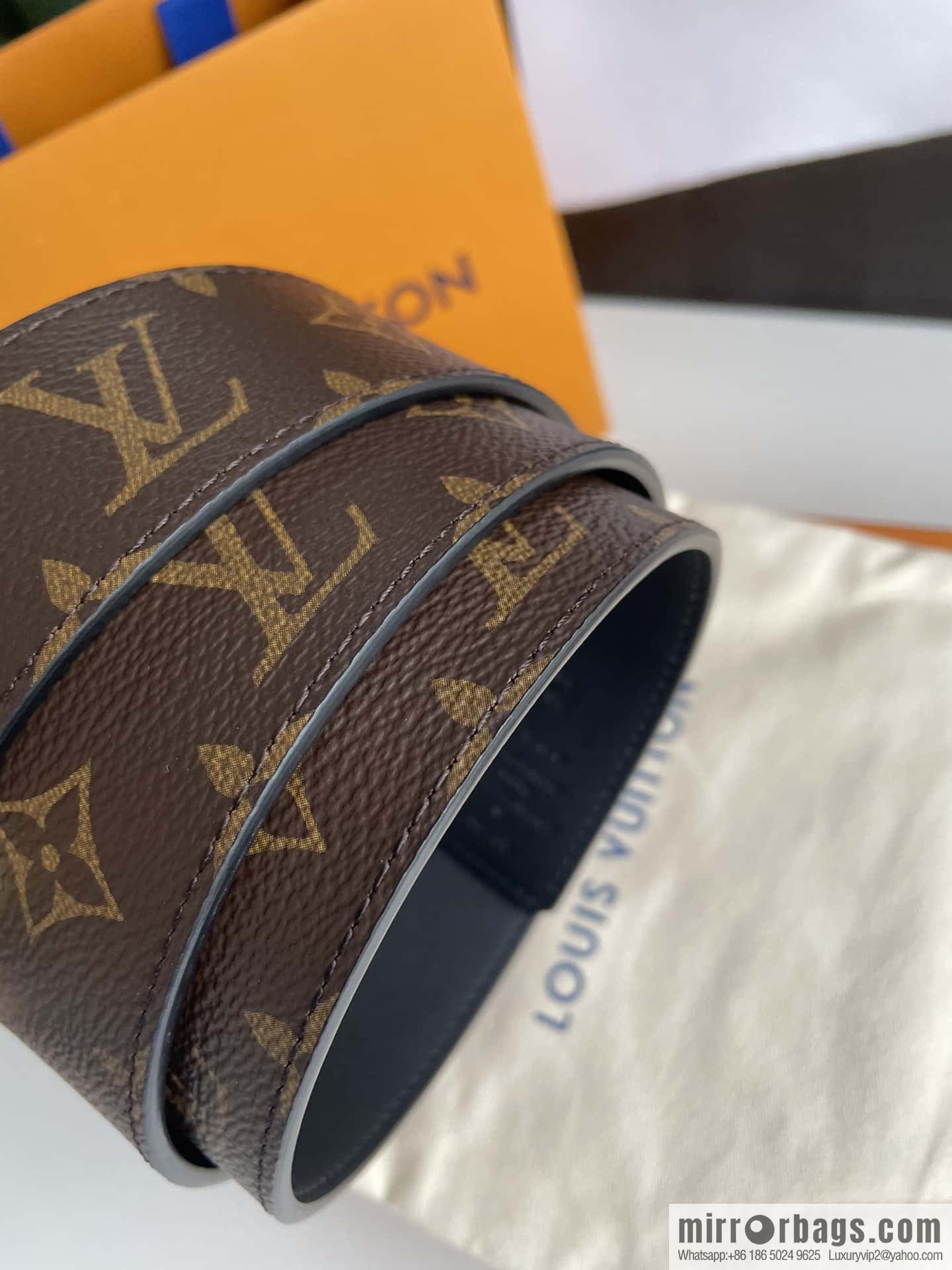 LV/Louis Vuitton Monogram Eclipse Canvas Calfskin SHAPE40mm Double Sided Belt