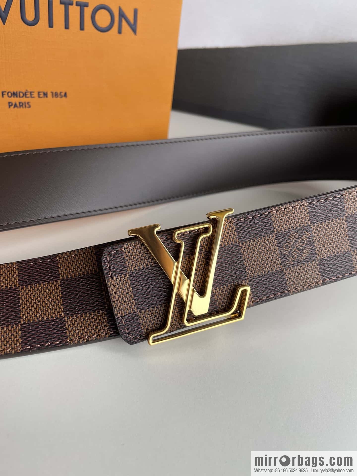 LV/Louis Vuitton Monogram Eclipse Canvas Calfskin SHAPE40mm Double Sided Belt