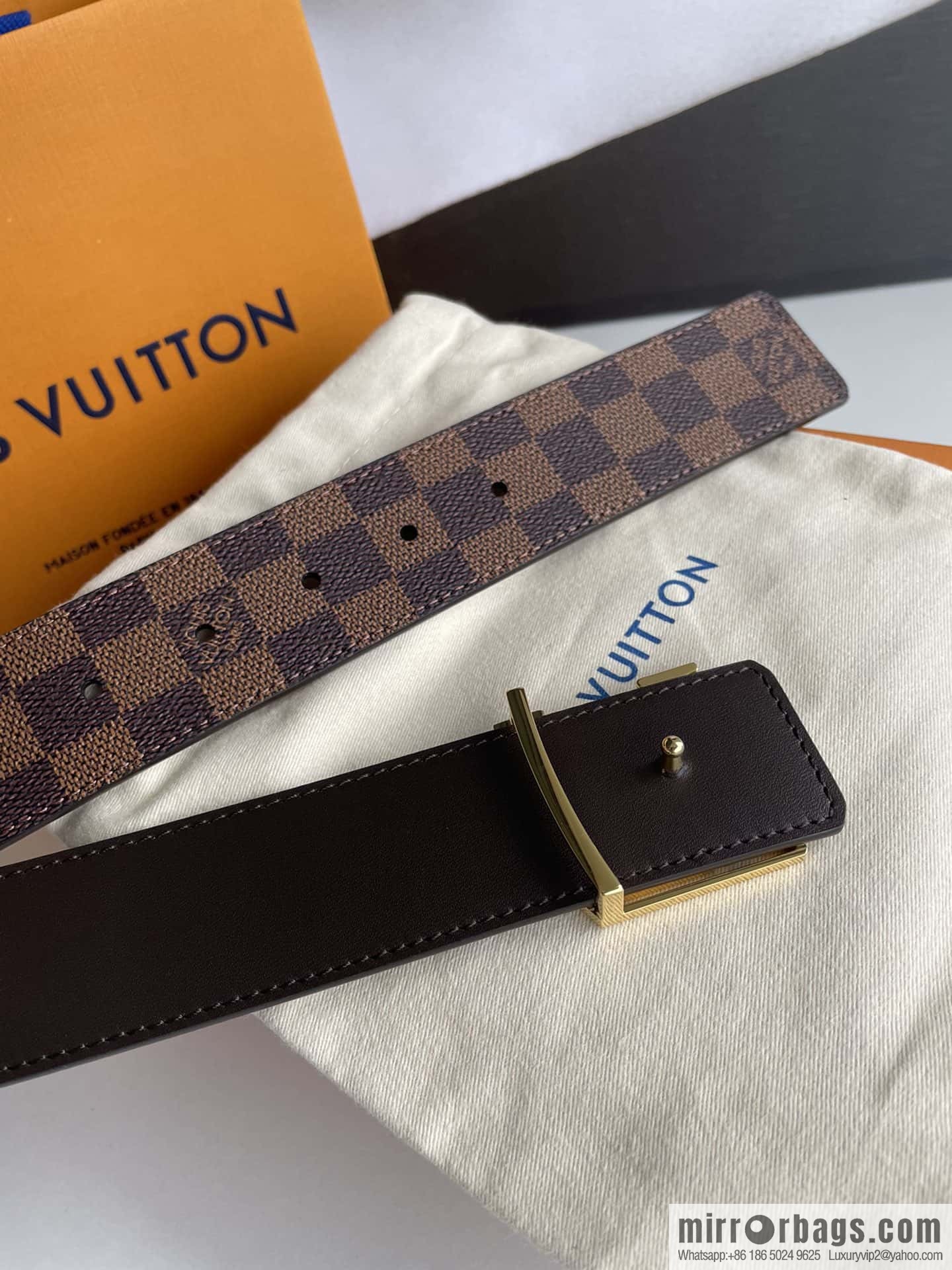 LV/Louis Vuitton Monogram Eclipse Canvas Calfskin SHAPE40mm Double Sided Belt