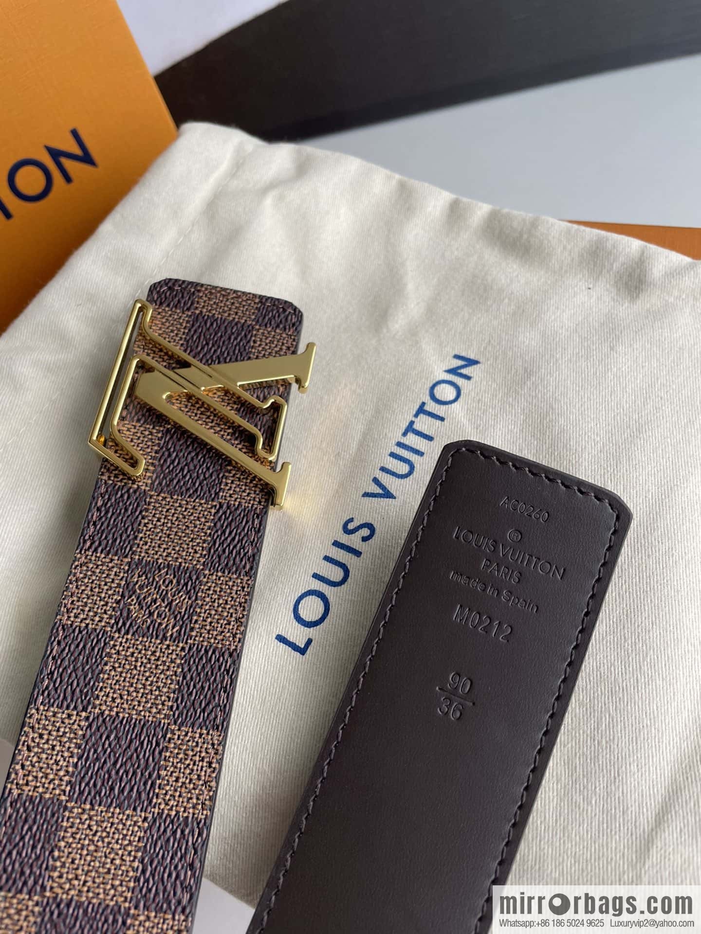 LV/Louis Vuitton Monogram Eclipse Canvas Calfskin SHAPE40mm Double Sided Belt
