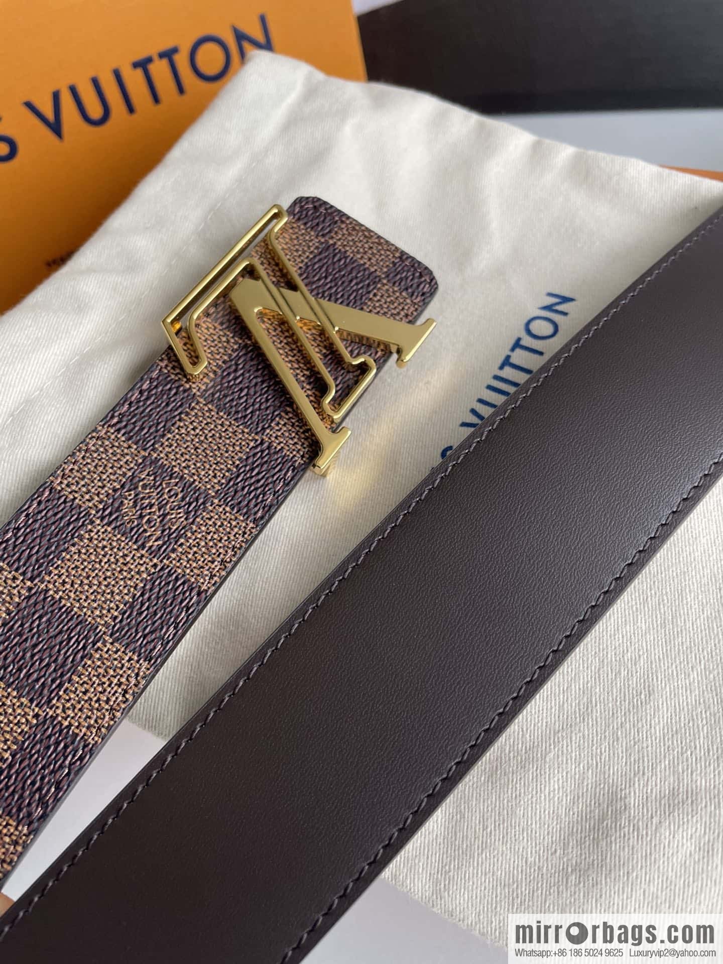 LV/Louis Vuitton Monogram Eclipse Canvas Calfskin SHAPE40mm Double Sided Belt