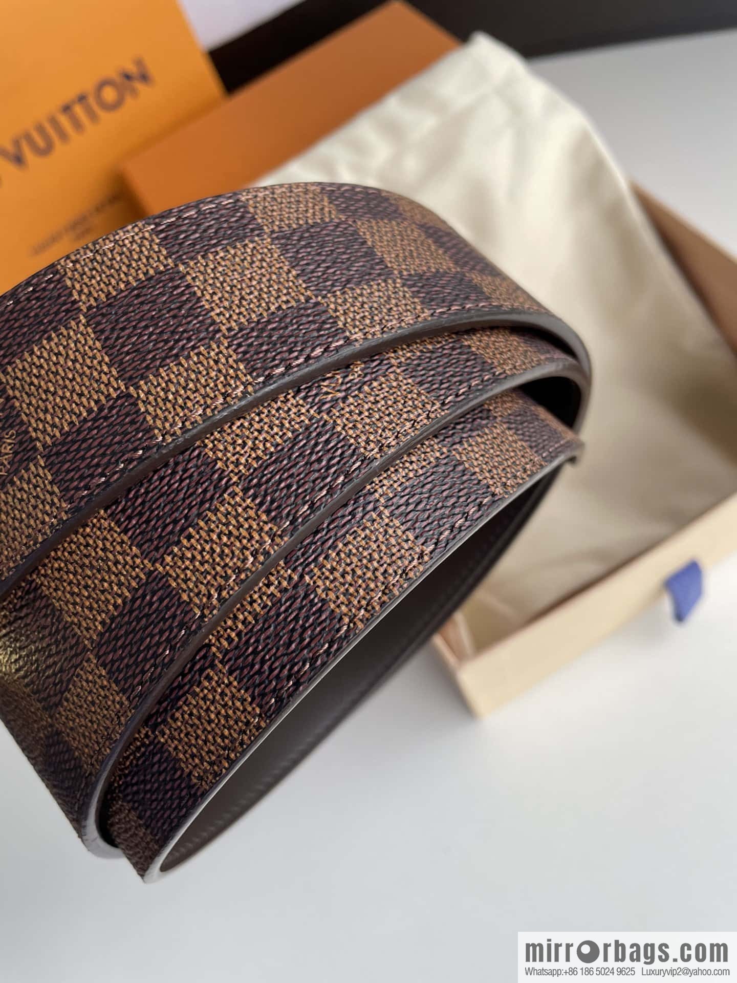 LV/Louis Vuitton Monogram Eclipse Canvas Calfskin SHAPE40mm Double Sided Belt
