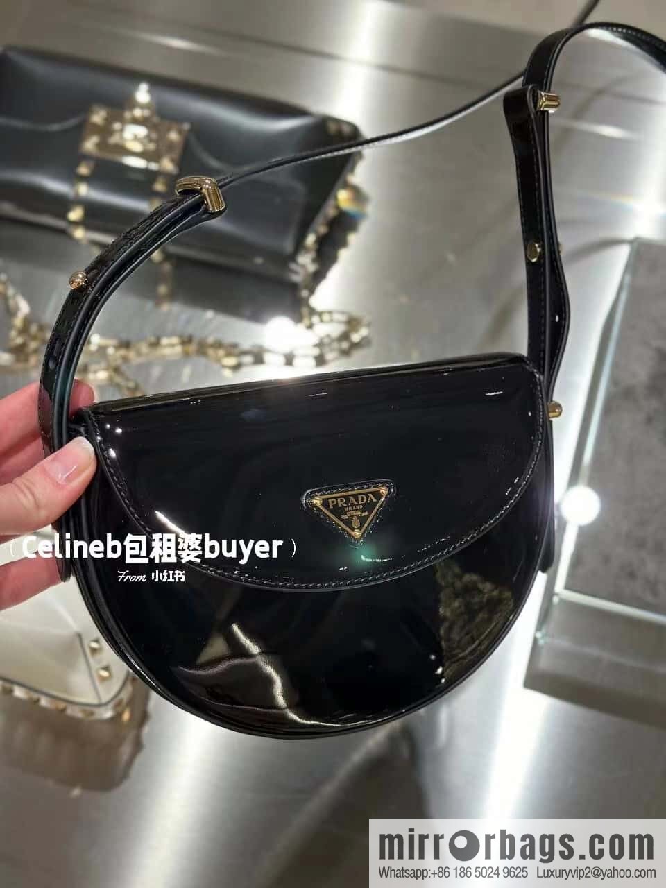 PRADA 🎉 new saddle bag 🎉 1BA349 patent leather 🎉🎉 black