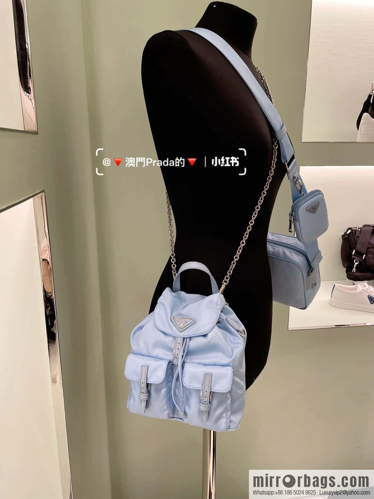 PRADA 🎉 mini backpack 🎉 1BH029 upgrade 🎉🎉 light blue