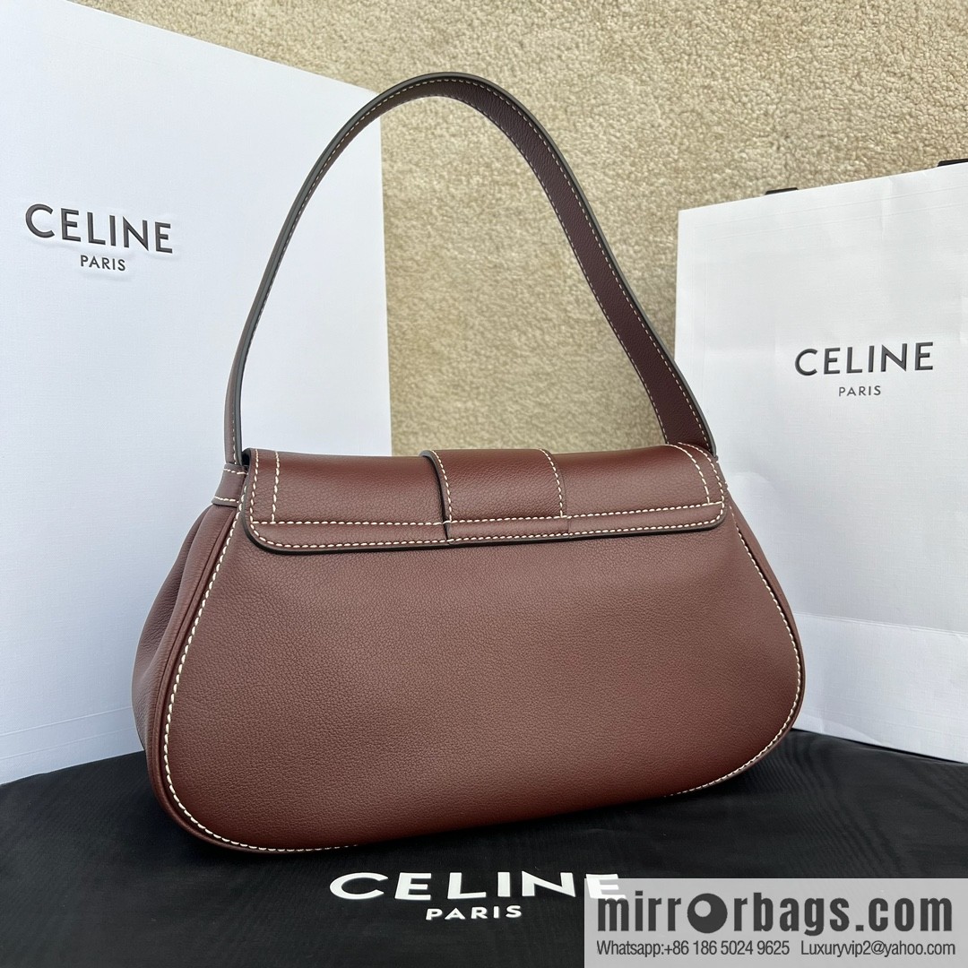 CELINE POLLY Medium soft cow leather (fabric) handbag 115633 jujube red