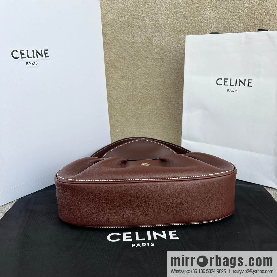 CELINE POLLY Medium soft cow leather (fabric) handbag 115633 jujube red