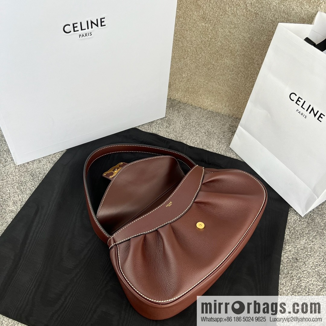 CELINE POLLY Medium soft cow leather (fabric) handbag 115633 jujube red