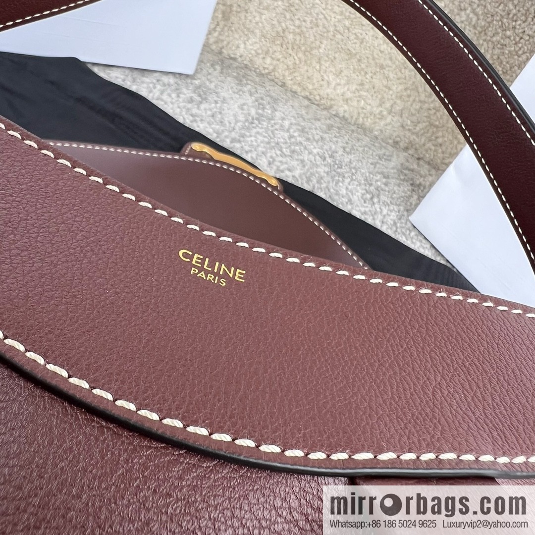 CELINE POLLY Medium soft cow leather (fabric) handbag 115633 jujube red