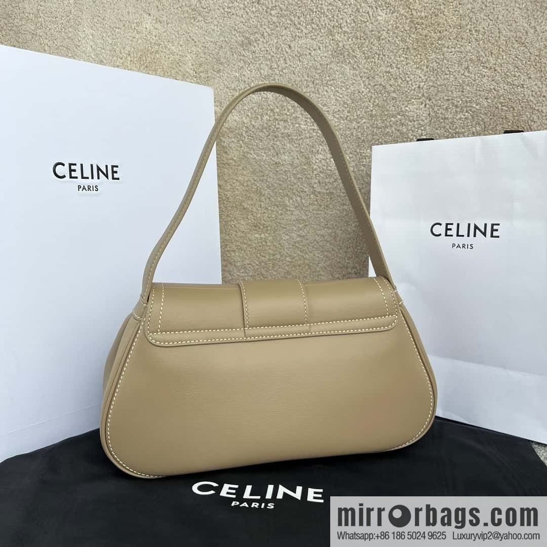 CELINE POLLY Medium soft cow leather (fabric) handbag 115633 apricot