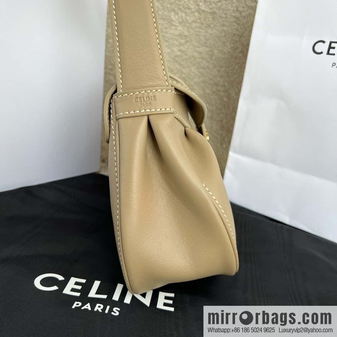 CELINE POLLY Medium soft cow leather (fabric) handbag 115633 apricot