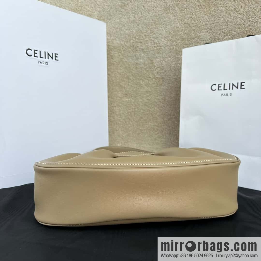 CELINE POLLY Medium soft cow leather (fabric) handbag 115633 apricot