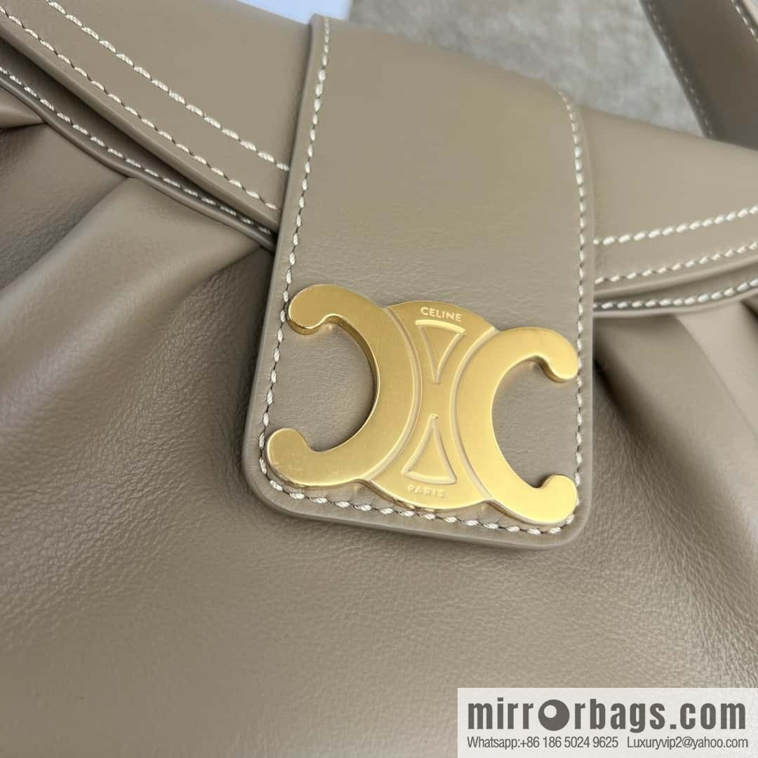 CELINE POLLY Medium soft cow leather (fabric) handbag 115633 apricot