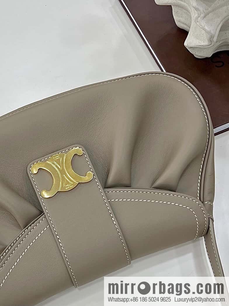 CELINE POLLY Medium soft cow leather (fabric) handbag 115633 apricot