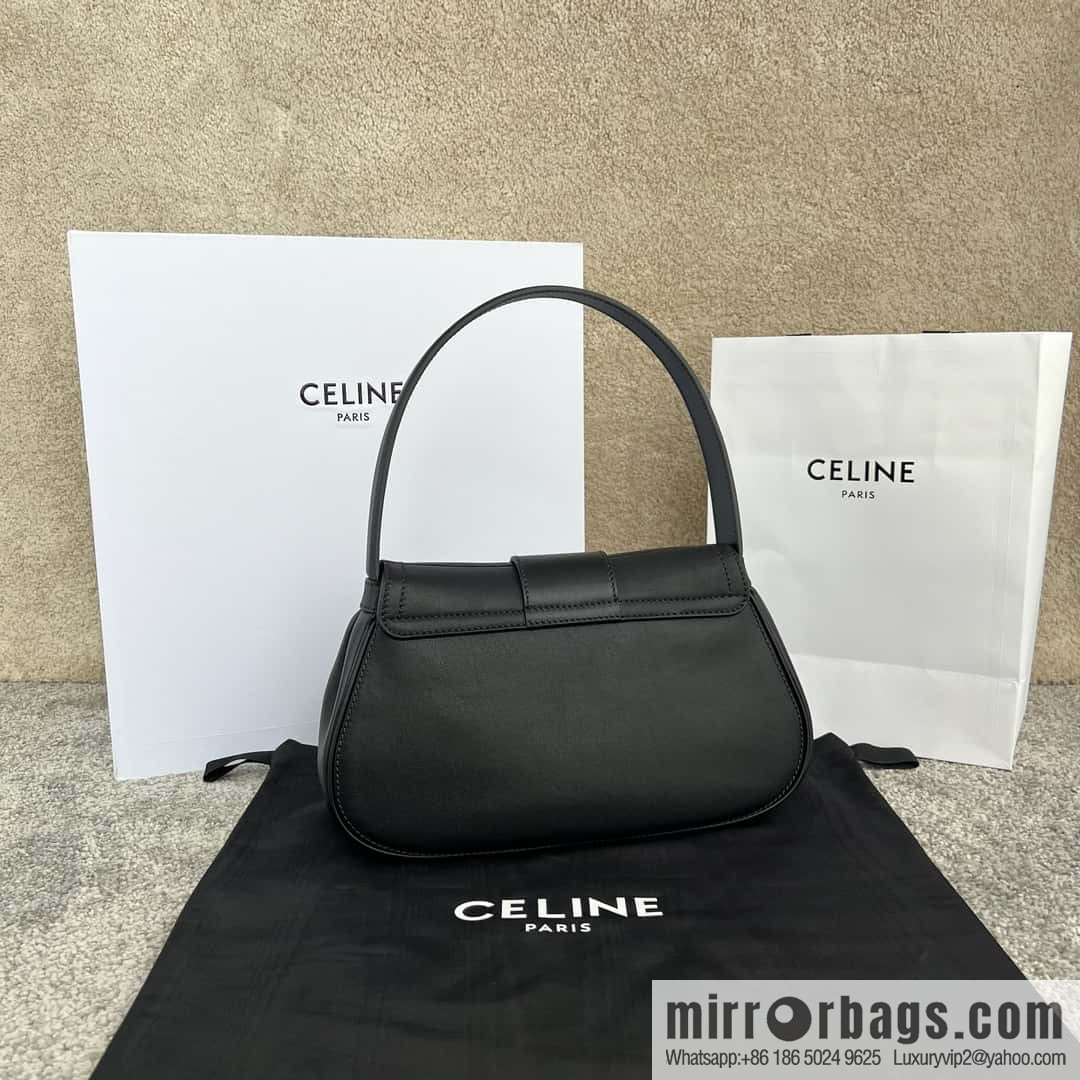 CELINE POLLY Medium soft cow leather (fabric) handbag 115633 black
