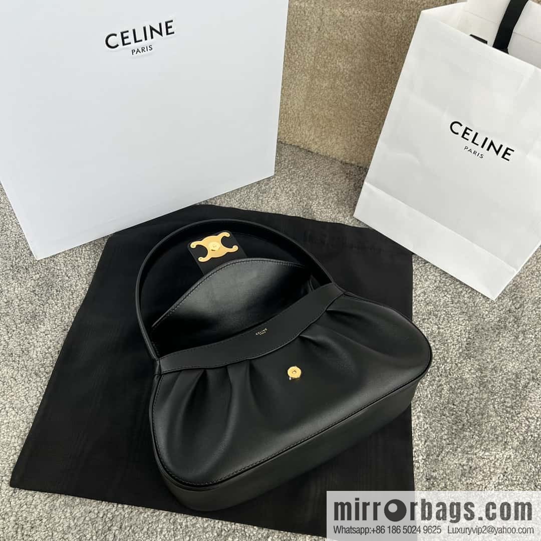 CELINE POLLY Medium soft cow leather (fabric) handbag 115633 black