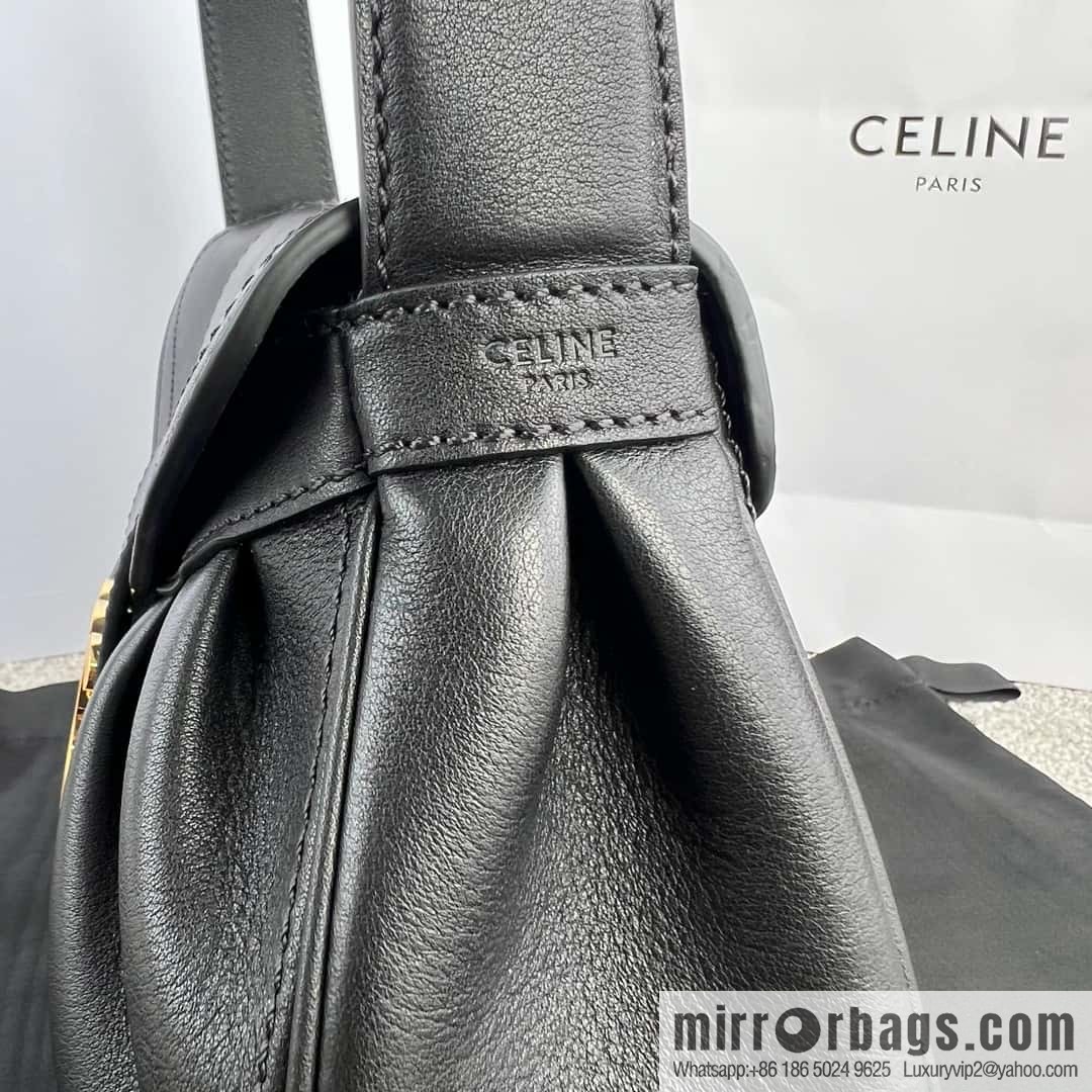 CELINE POLLY Medium soft cow leather (fabric) handbag 115633 black