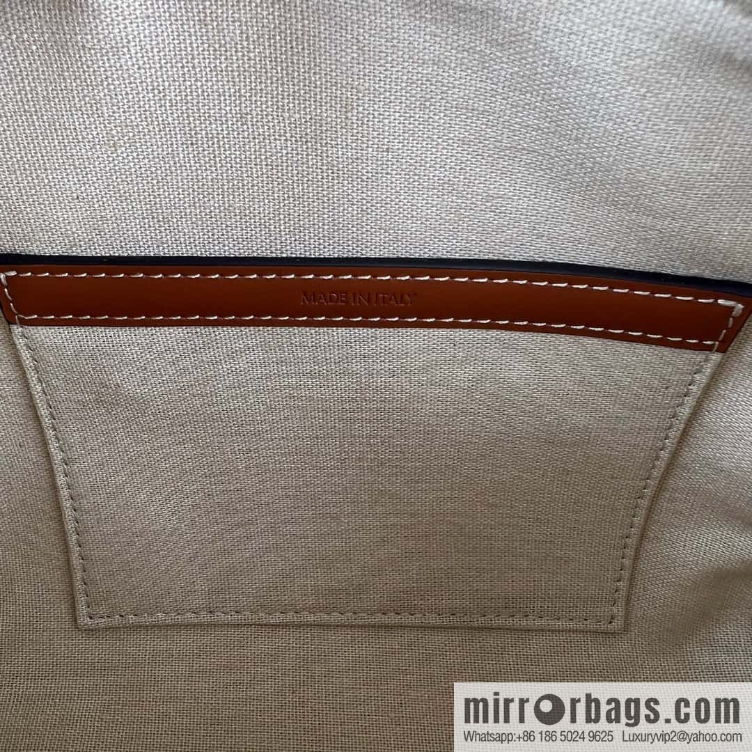 CELINE TRIOMPHE CANVAS Small logo woven cow leather (fabric) Boston bag 113773 linen/brown