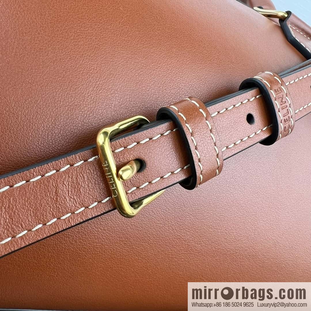 CELINE small smooth cow leather (fabric) Boston bag 113773 brown
