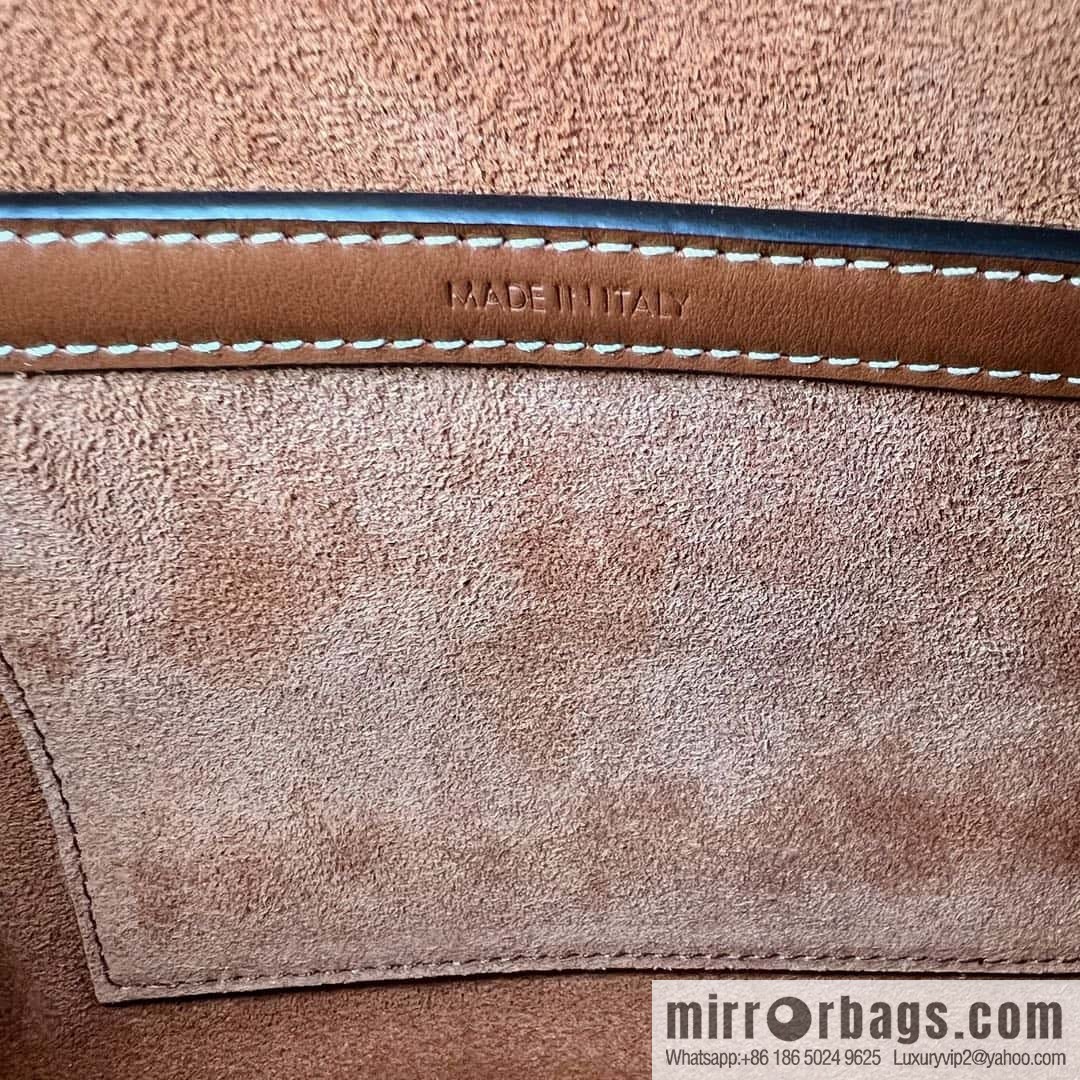 CELINE small smooth cow leather (fabric) Boston bag 113773 brown