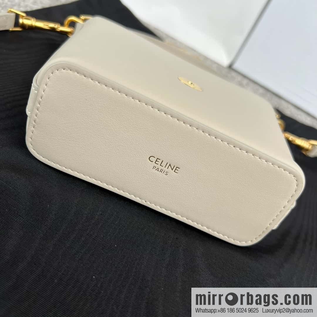 CELINE TRIOMPHE mini smooth cow leather (fabric) bucket bag 10K943 meters white