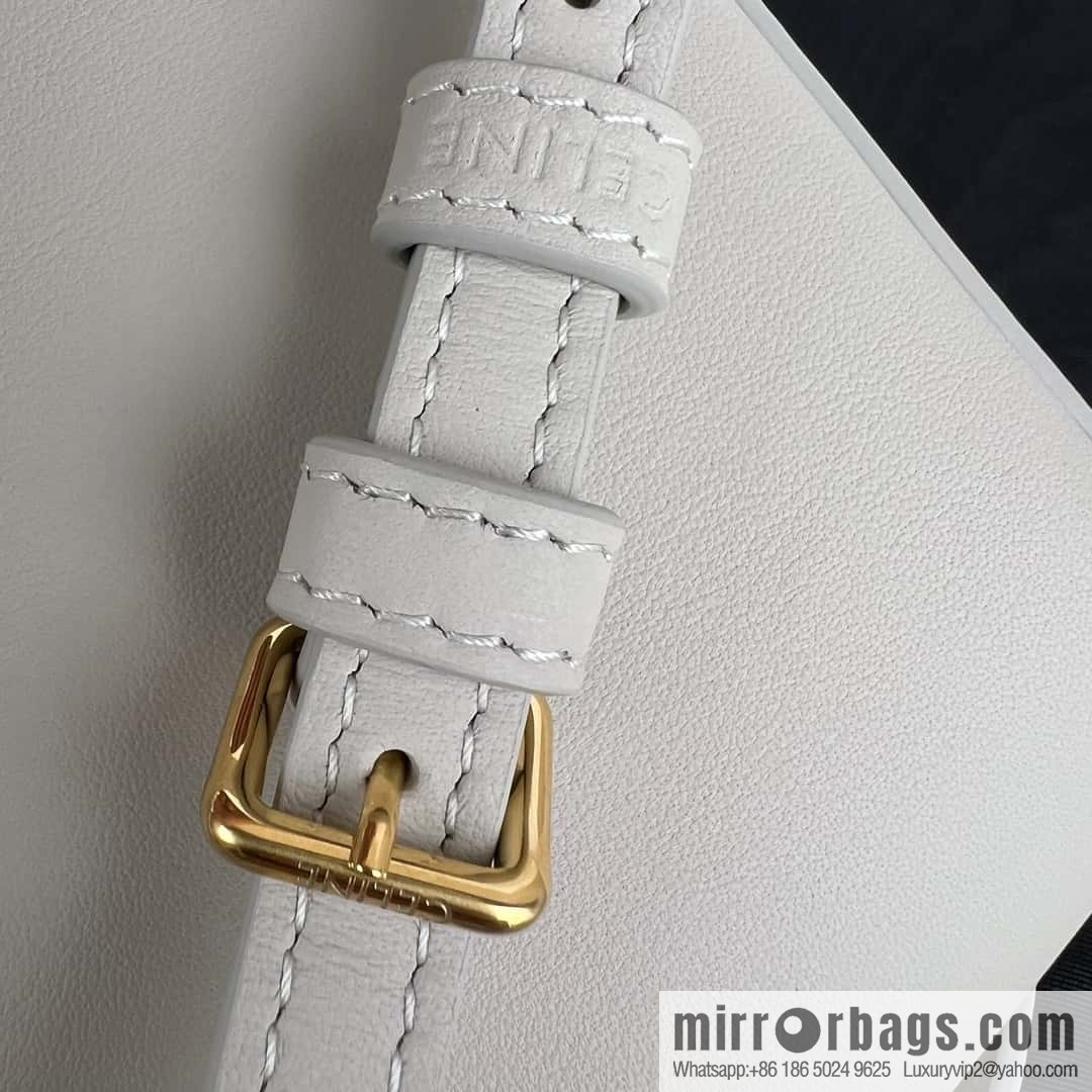 CELINE TRIOMPHE mini smooth cow leather (fabric) bucket bag 10K943 meters white