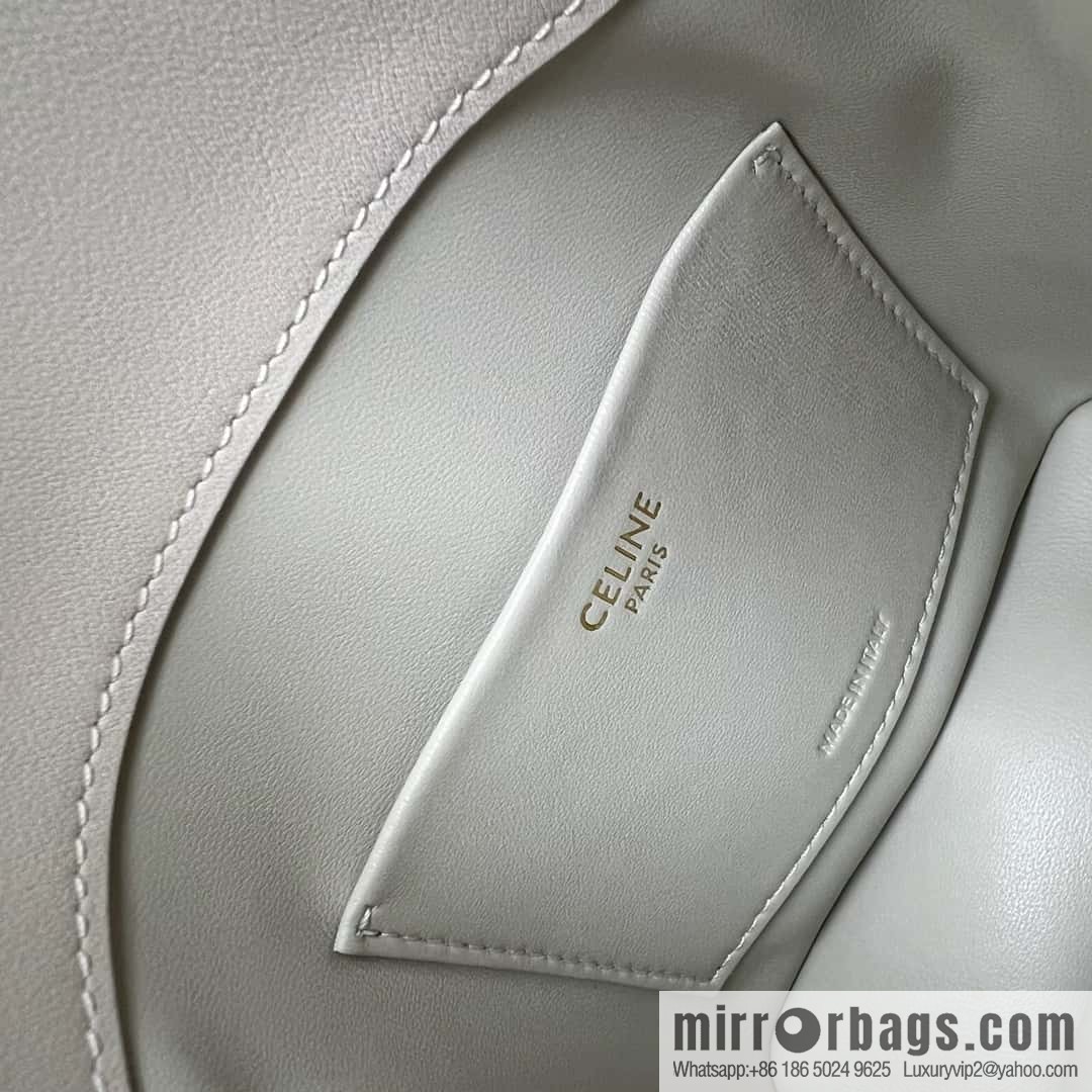CELINE TRIOMPHE mini smooth cow leather (fabric) bucket bag 10K943 meters white
