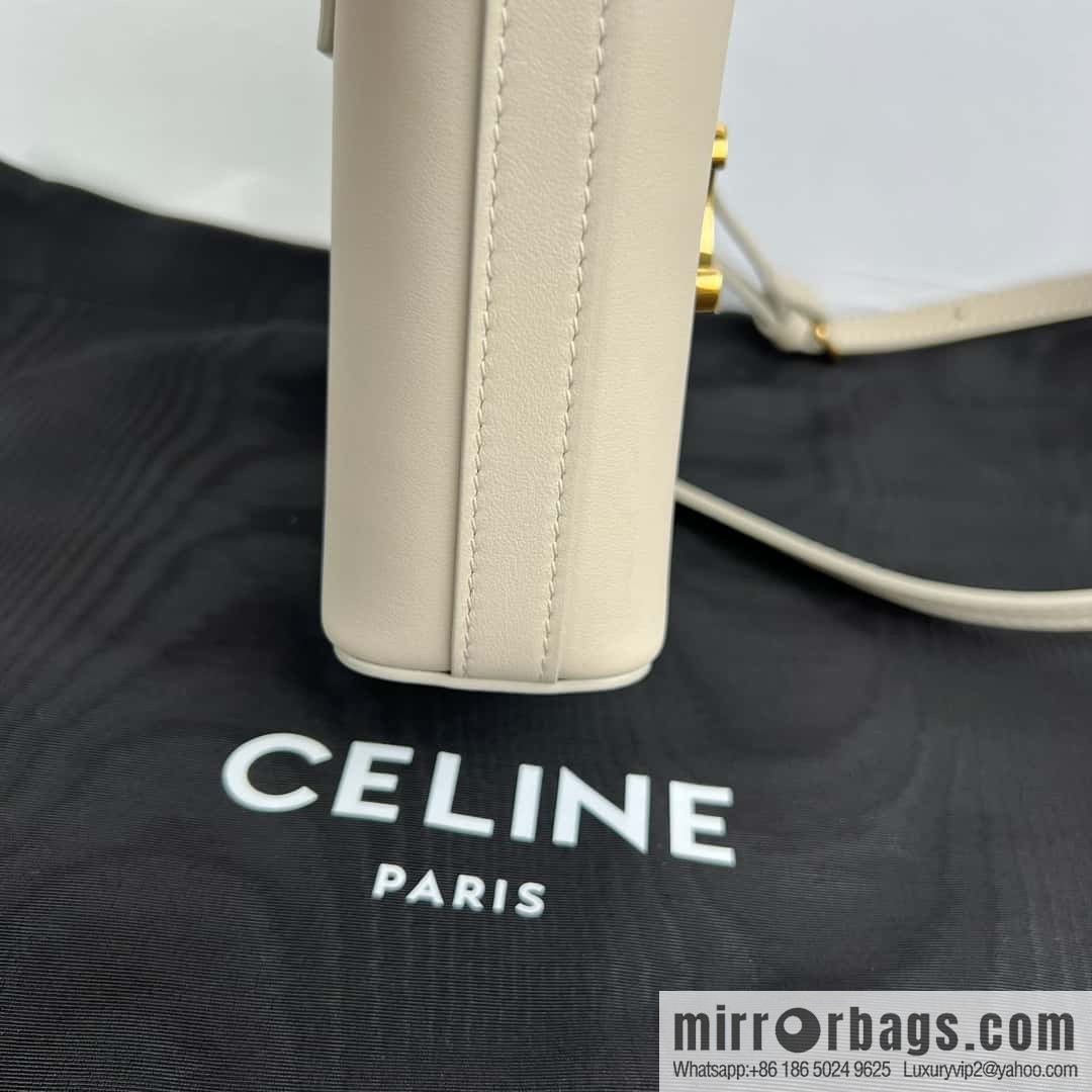 CELINE TRIOMPHE mini smooth cow leather (fabric) bucket bag 10K943 meters white