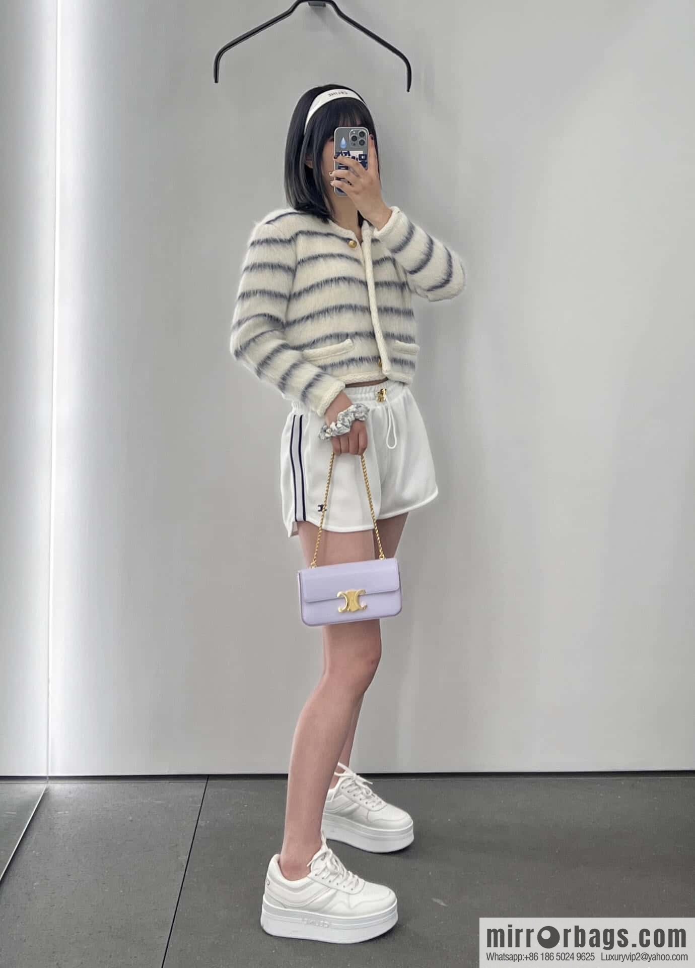 CELINE classic spring and summer thick-soled height-increasing white shoes