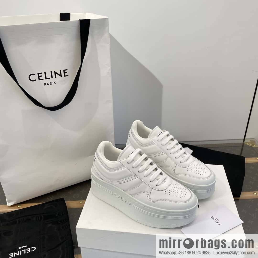 CELINE classic spring and summer thick-soled height-increasing white shoes