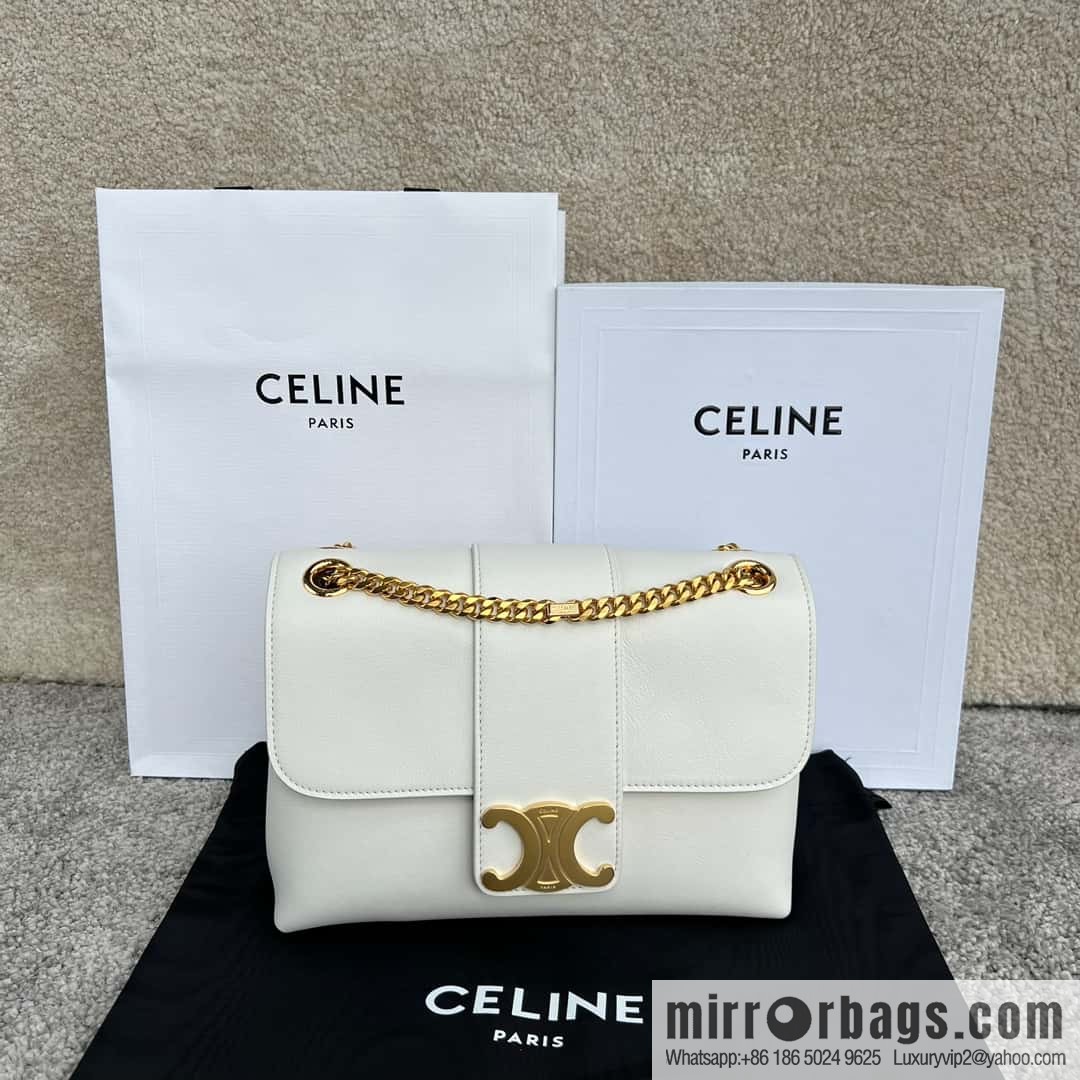 CELINE VICTOIRE medium soft cow leather (fabric) handbag 115853 white