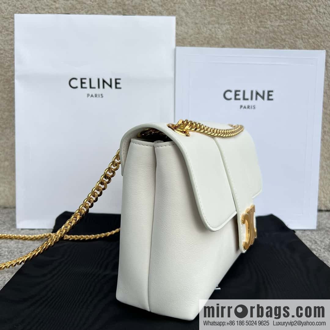 CELINE VICTOIRE medium soft cow leather (fabric) handbag 115853 white