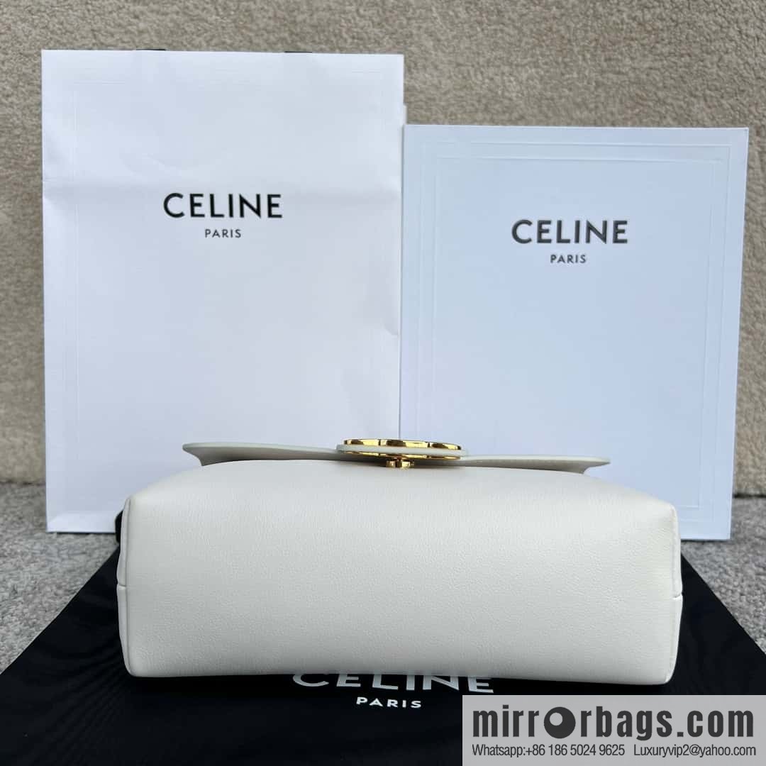 CELINE VICTOIRE medium soft cow leather (fabric) handbag 115853 white