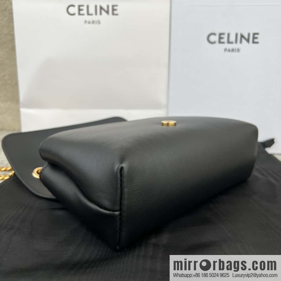 CELINE TEEN VICTOIRE Small soft cow leather (fabric) handbag 116593 black