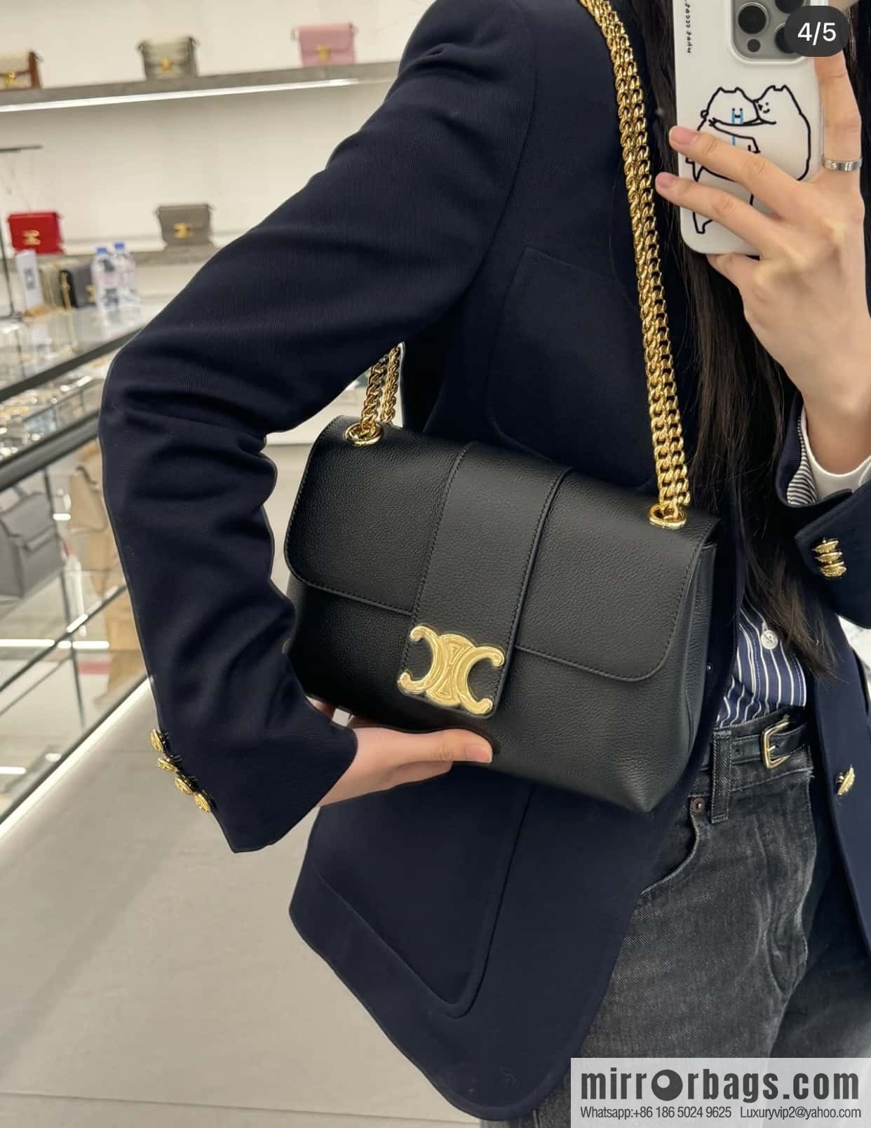 CELINE VICTOIRE medium soft cow leather (fabric) handbag 115853 black