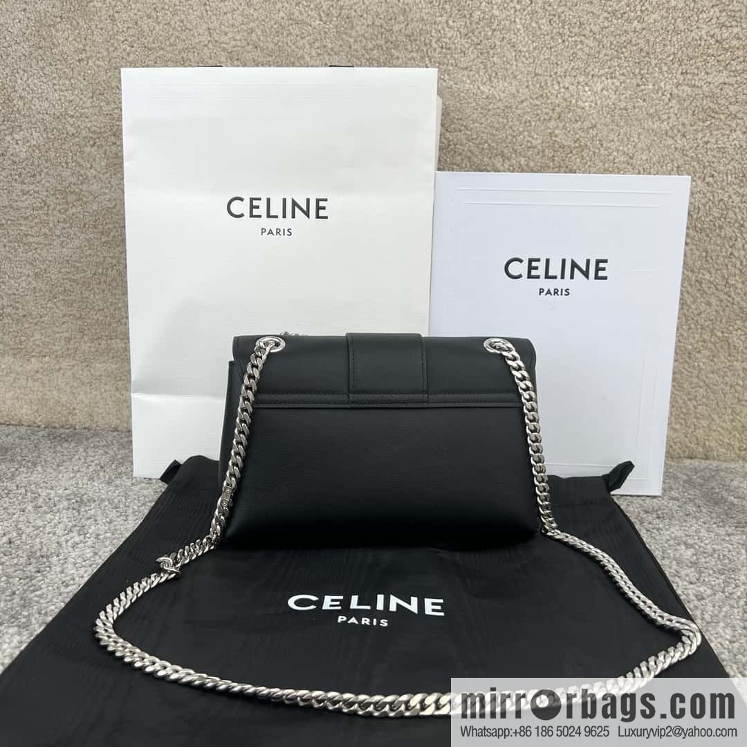 CELINE TEEN VICTOIRE Small soft cow leather (fabric) handbag 116593 black/silver buckle