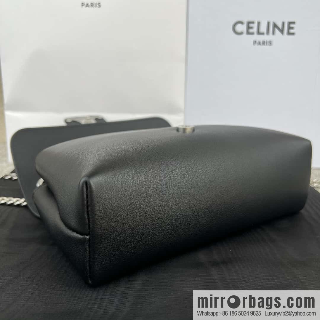 CELINE TEEN VICTOIRE Small soft cow leather (fabric) handbag 116593 black/silver buckle