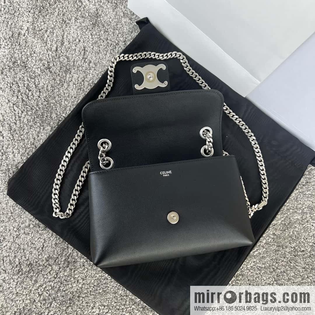CELINE TEEN VICTOIRE Small soft cow leather (fabric) handbag 116593 black/silver buckle