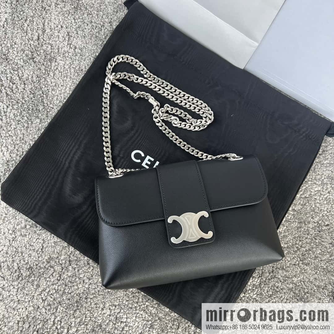 CELINE TEEN VICTOIRE Small soft cow leather (fabric) handbag 116593 black/silver buckle
