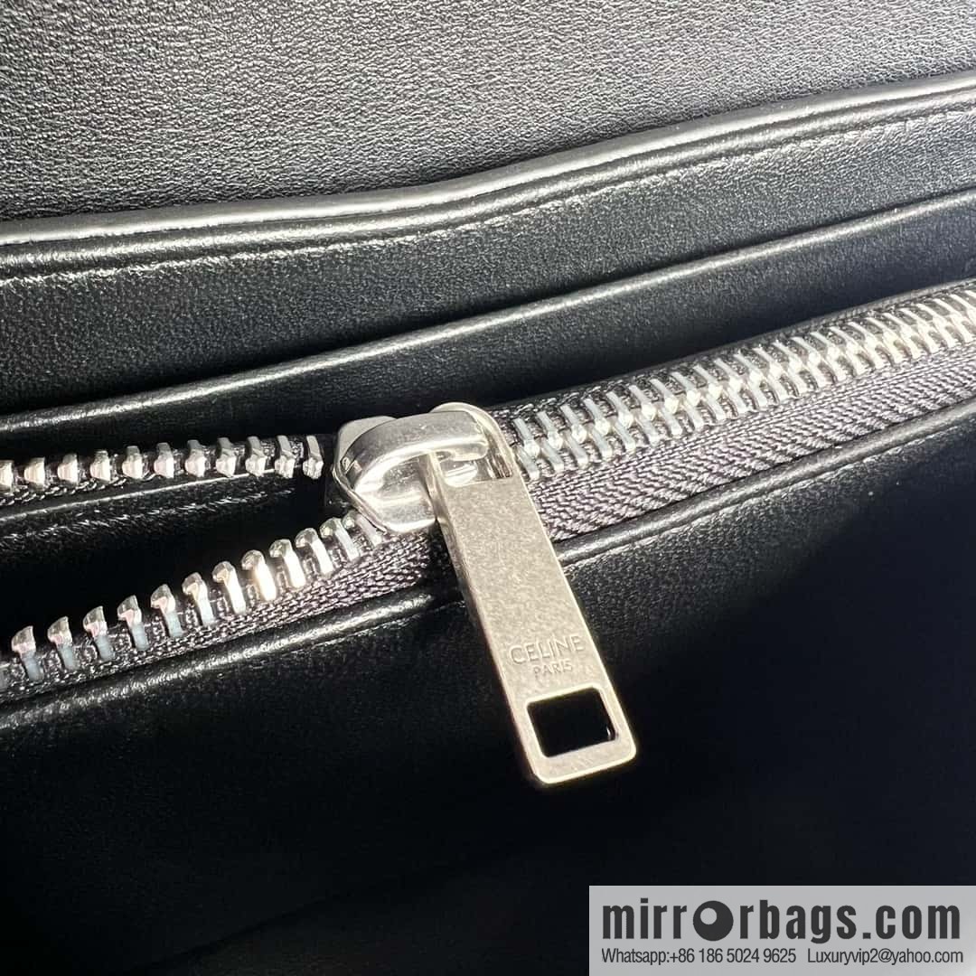 CELINE VICTOIRE Medium soft cow leather (fabric) handbag 115853 black/silver buckle