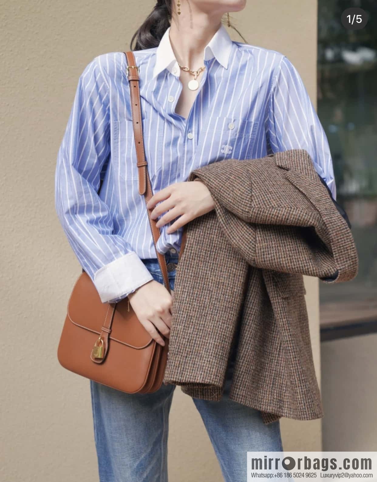 CELINE TABOU medium smooth cow leather (fabric) handbag 196584 brown
