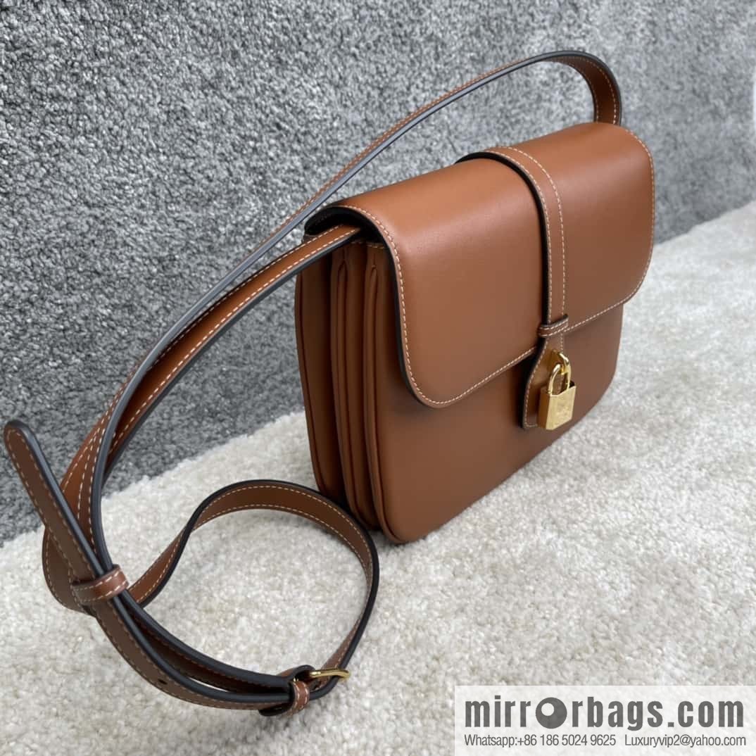 CELINE TABOU medium smooth cow leather (fabric) handbag 196584 brown