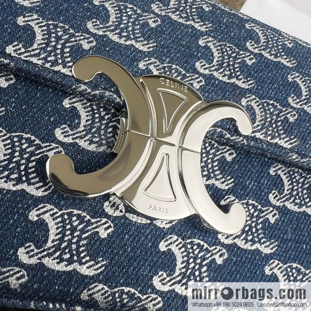 CELINE TRIOMPHE denim chain strap backpack 115202 denim