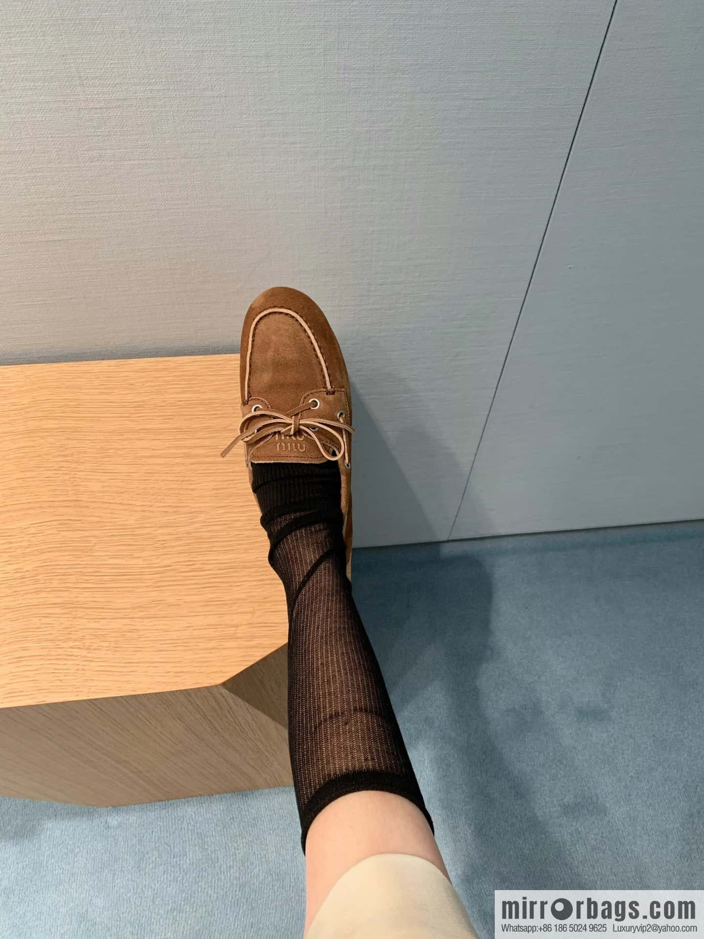 𝐌𝐢𝐮𝐌𝐢𝐮|| Miu Miu Bow Lace Up Sailing Flat Loafers