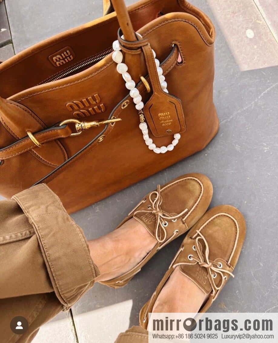 𝐌𝐢𝐮𝐌𝐢𝐮|| Miu Miu Bow Lace Up Sailing Flat Loafers